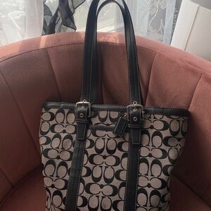 Vintage Coach Black and Gray Tote Bag